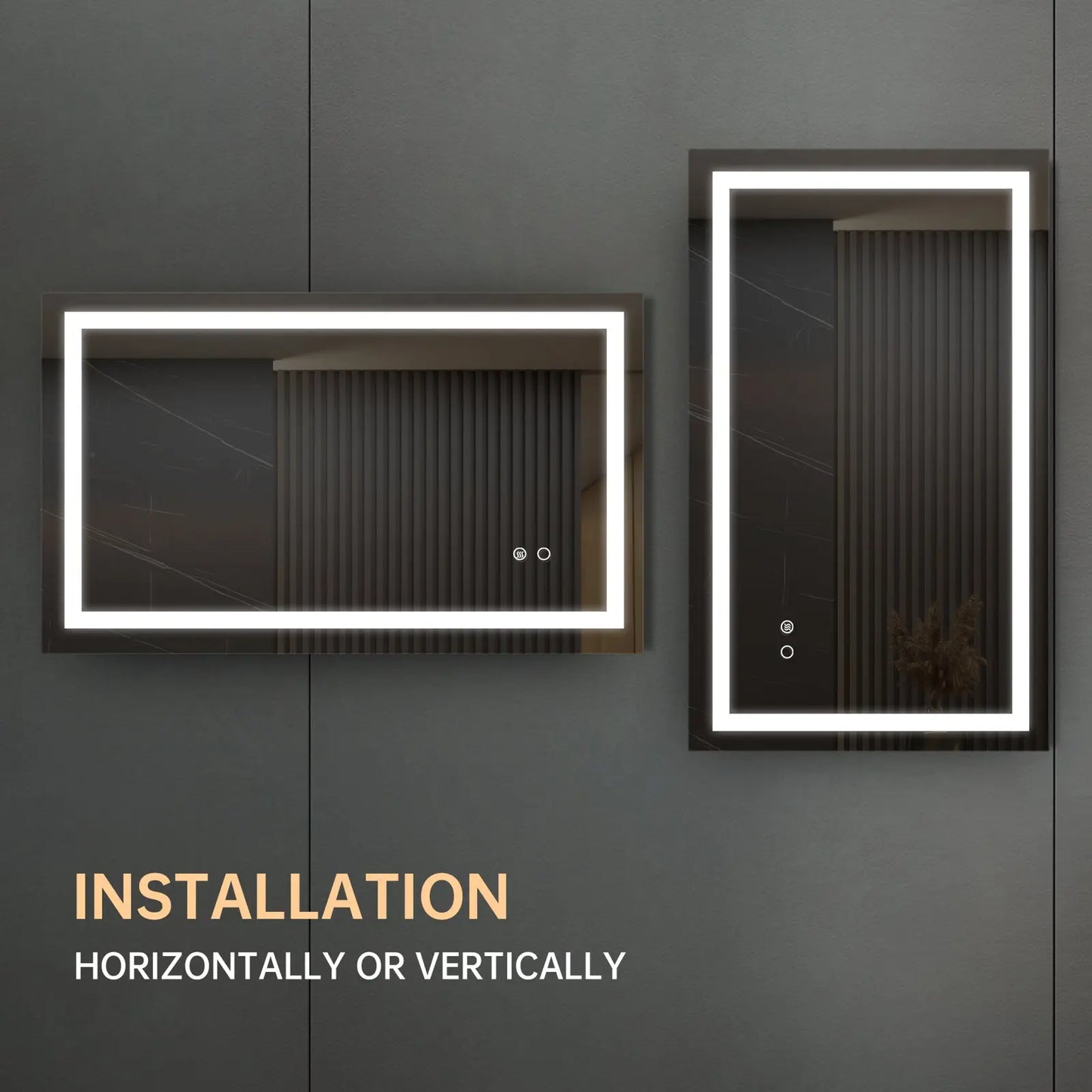40"*24" LED Lighted Bathroom Wall Mounted Mirror with High Lumen Anti-Fog Separately Control Dimmer Function qbmgp8-fy