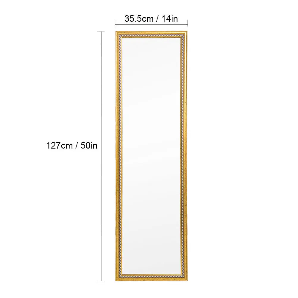 Full Length Mirror Door Mirror Full Body Dressing Mirror Wall Mounted Hanging for Dorm Home, 50"x 14", Gold qbmgp8-fy