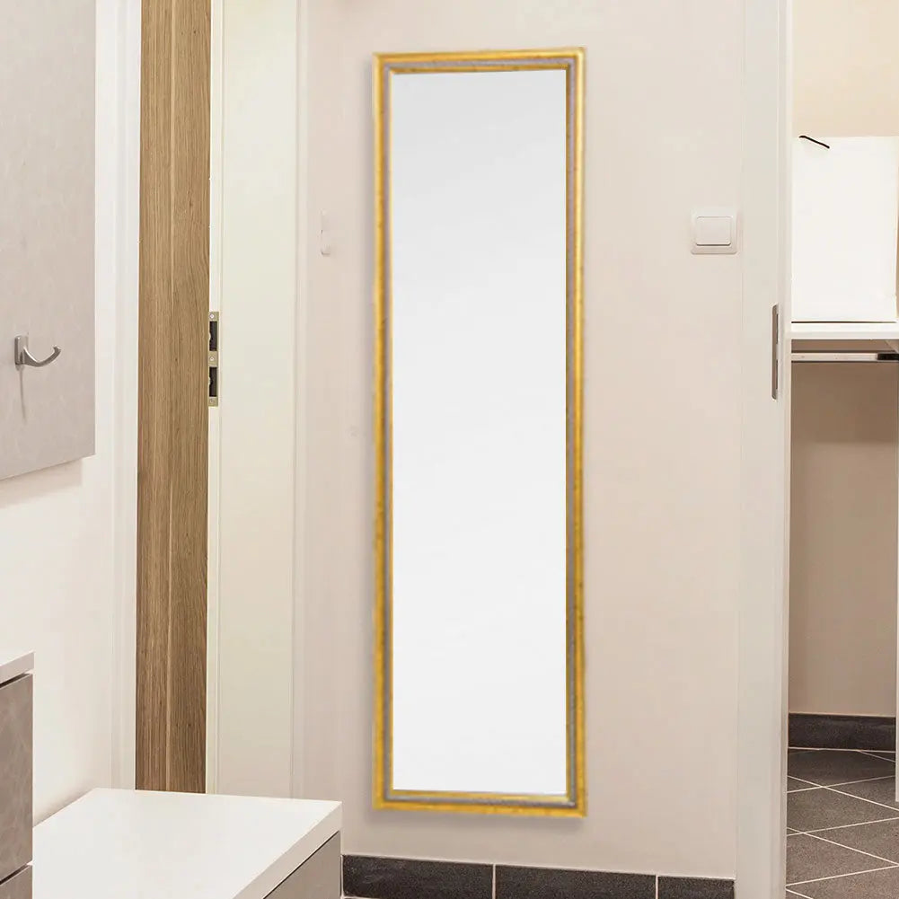 Full Length Mirror Door Mirror Full Body Dressing Mirror Wall Mounted Hanging for Dorm Home, 50"x 14", Gold qbmgp8-fy
