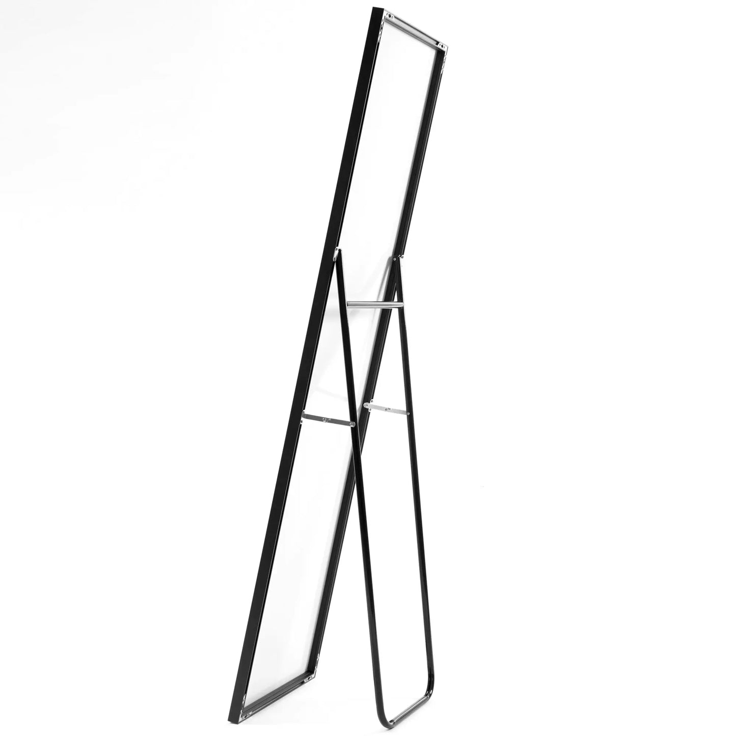 65" x 24" Wall Mounting Full Body Mirror, Full Length Mirror with Stand, Alloy Frame Full-Length Mirror for Living Room, Bedroom, Black qbmgp8-fy