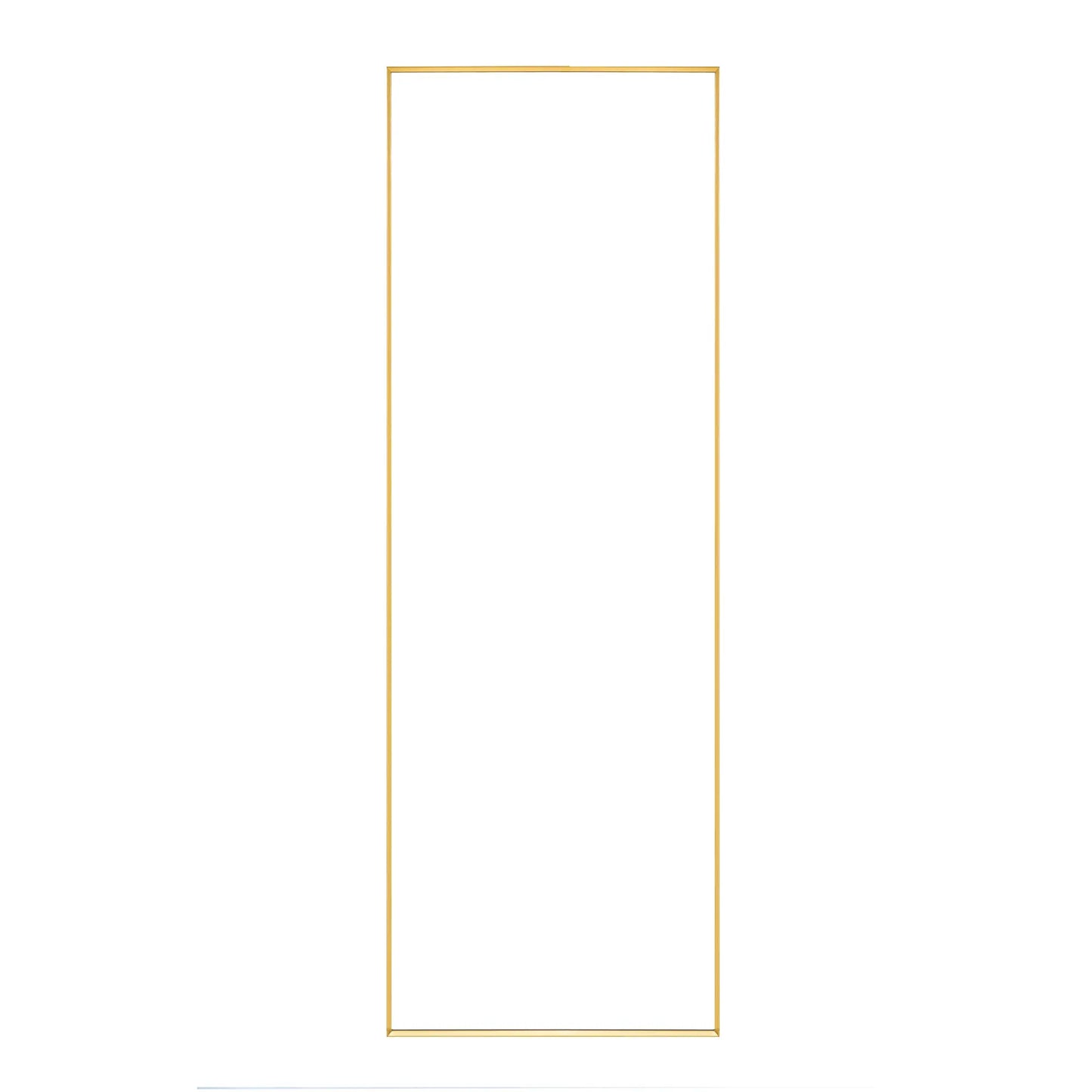 65" x 24" Wall Mounting Full Body Mirror, Full Length Mirror with Stand, Alloy Frame Full-Length Mirror for Living Room, Bedroom, Gold qbmgp8-fy