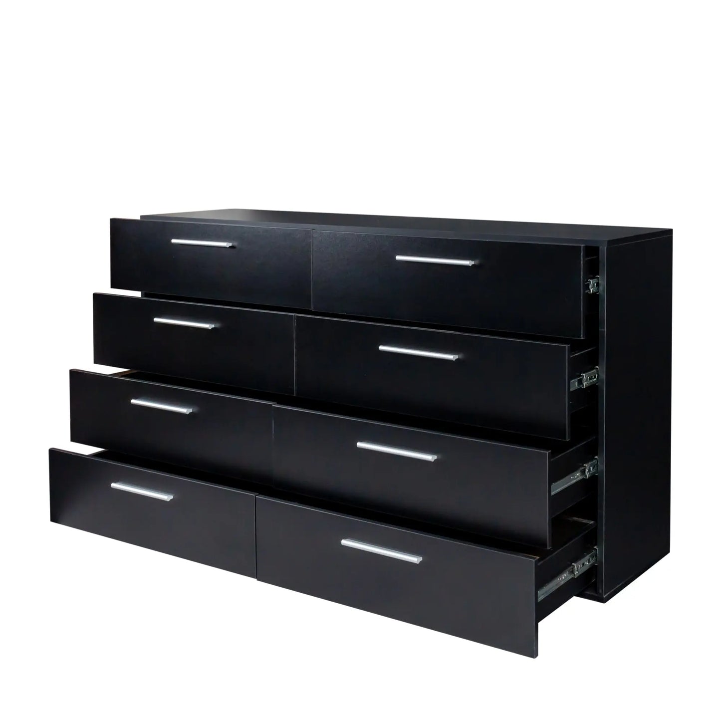 8 Drawer Double Dresser for Bedroom, Wide Storage Cabinet for Living Room Home Entryway, Black qbmgp8-fy