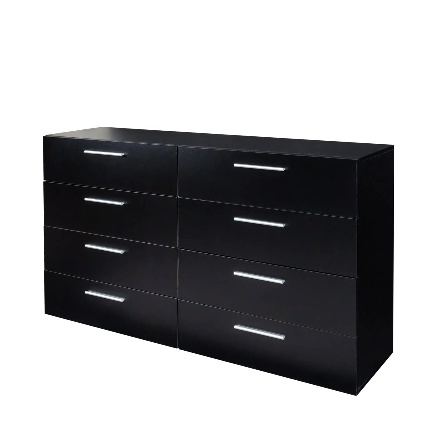 8 Drawer Double Dresser for Bedroom, Wide Storage Cabinet for Living Room Home Entryway, Black qbmgp8-fy