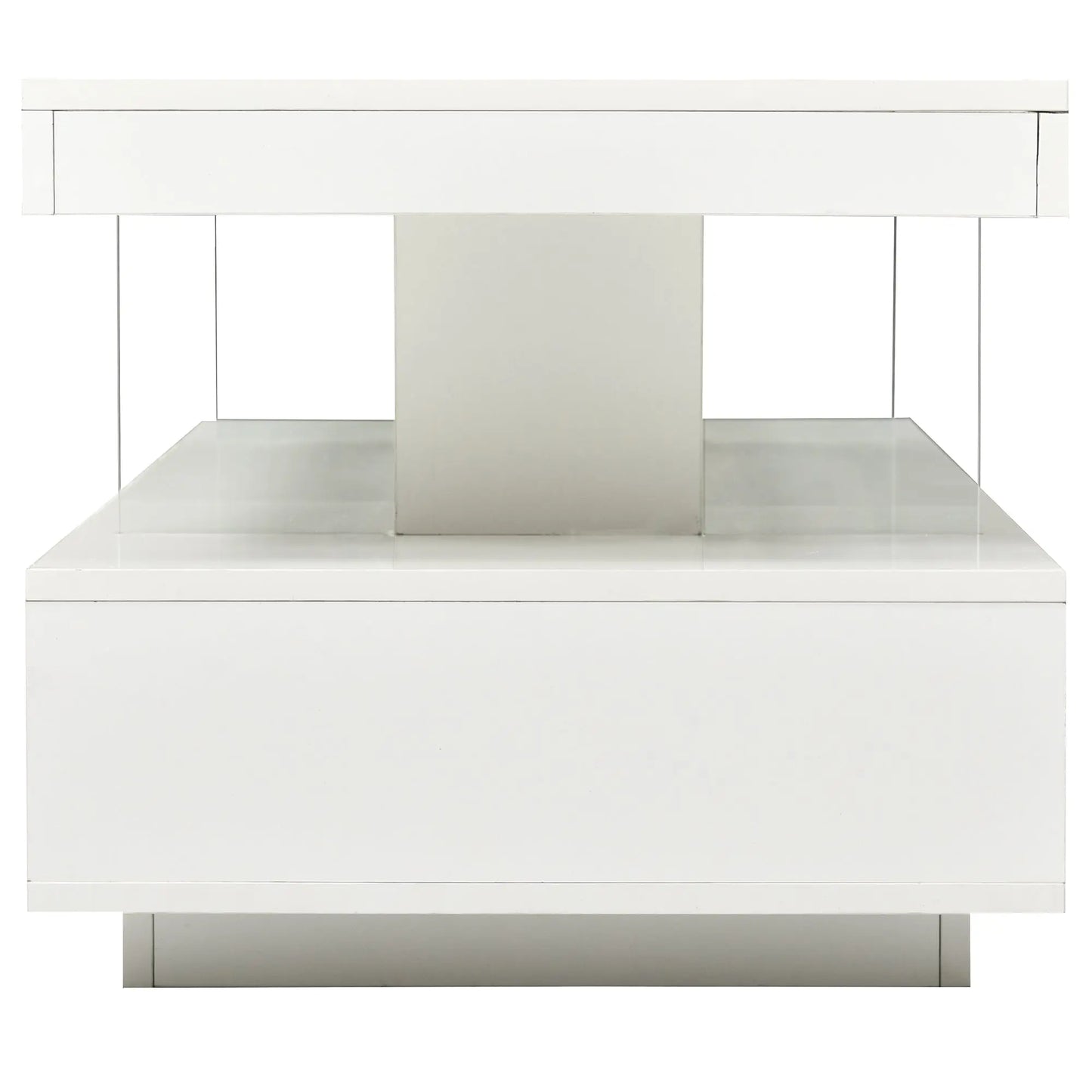 LED Coffee Table with Storage, Modern Center Table with 2 Drawers and Display Shelves, Accent Furniture with LED Lights for Living Room,White qbmgp8-fy