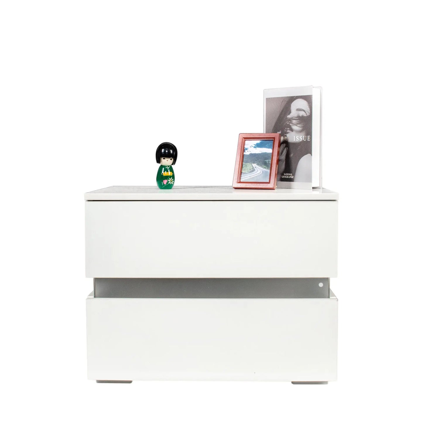 RGB LED Double Side Cabinet Bedside Table White qbmgp8-fy