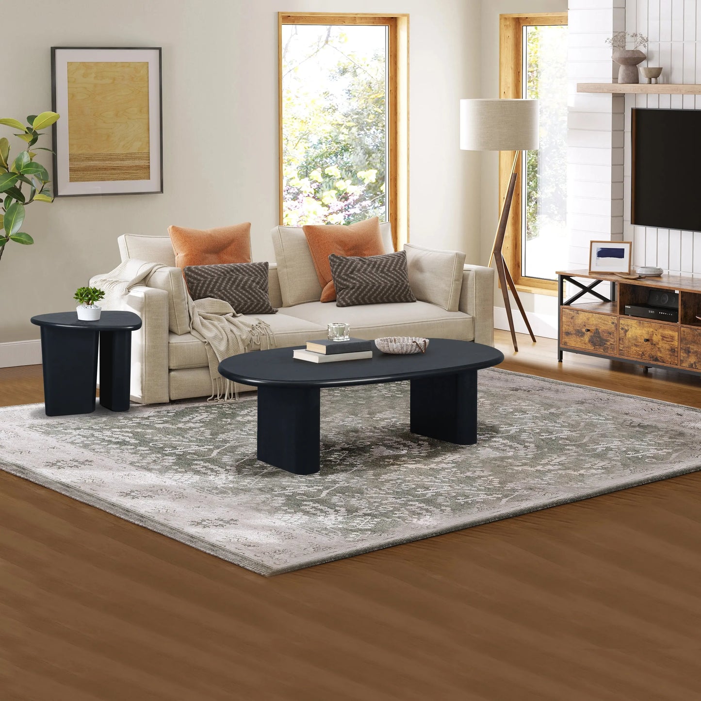 51'' Tapered Tabletop Coffee Table (BLACK) qbmgp8-fy