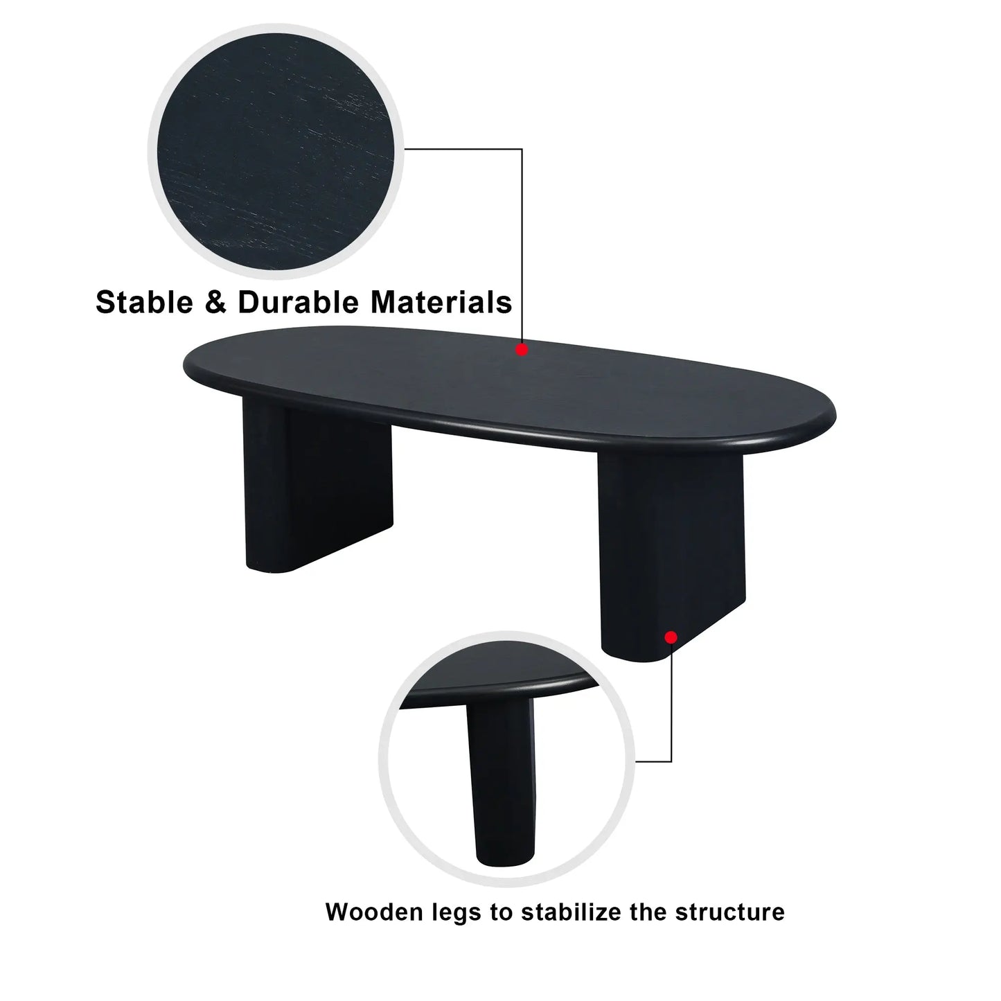 51'' Tapered Tabletop Coffee Table (BLACK) qbmgp8-fy