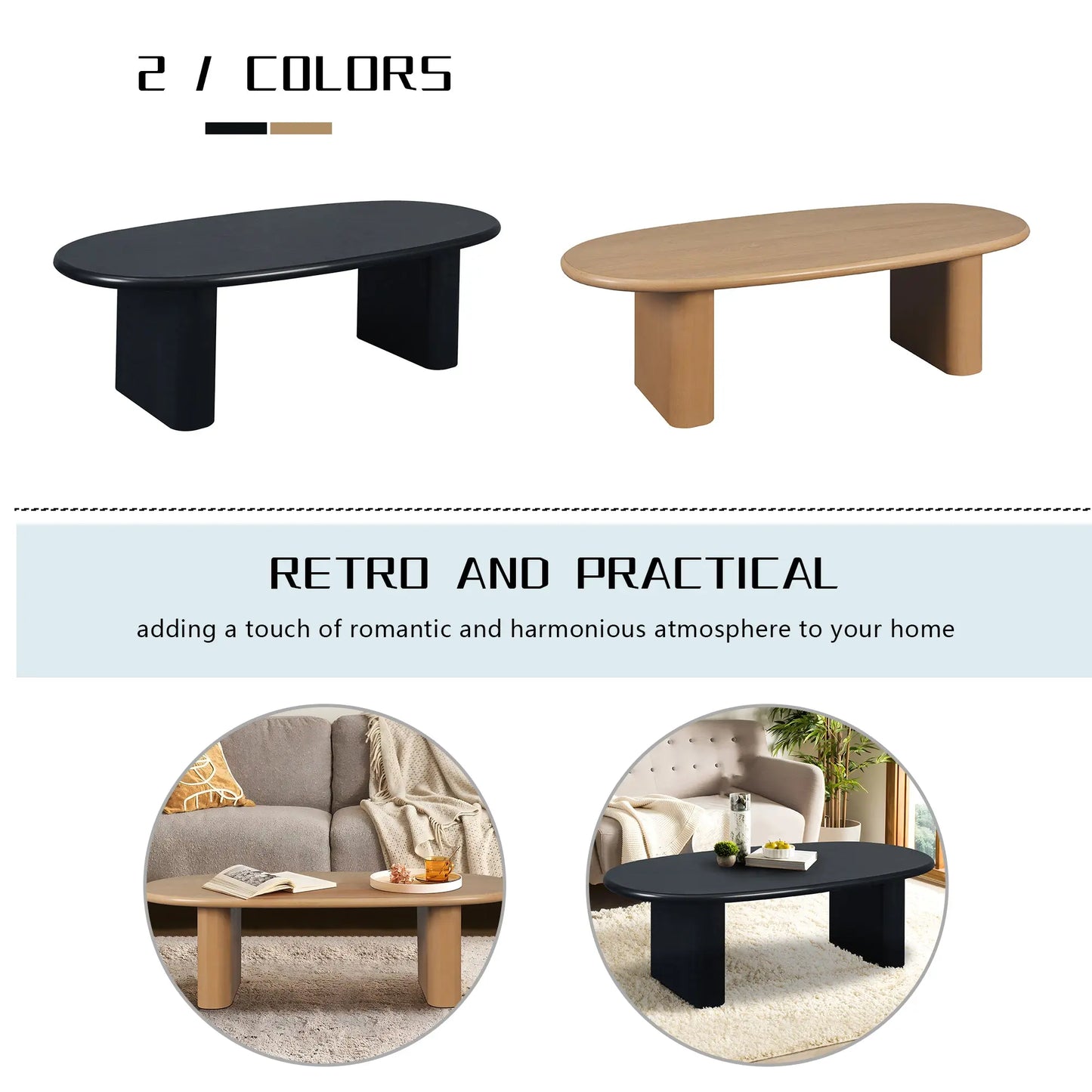 51'' Tapered Tabletop Coffee Table (BLACK) qbmgp8-fy