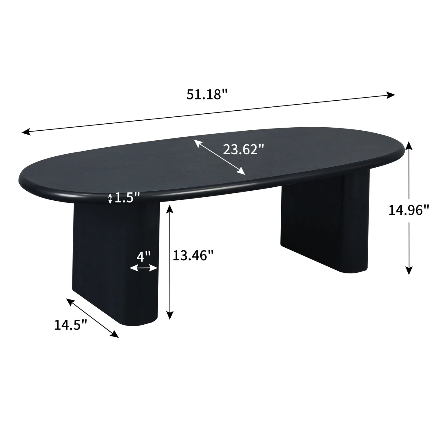 51'' Tapered Tabletop Coffee Table (BLACK) qbmgp8-fy