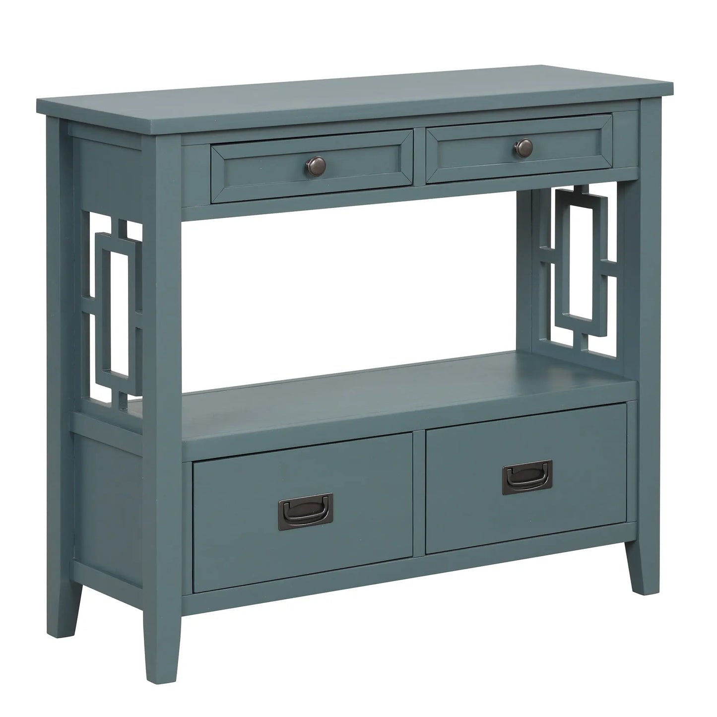 36'' Farmhouse Pine Wood Console Table Entry Sofa Table with 4 Drawers & 1 Storage Shelf for Entryway Living Room Bedroom Hallway Kitchen ( Blue) qbmgp8-fy