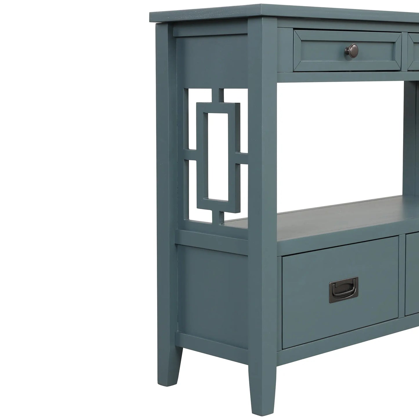36'' Farmhouse Pine Wood Console Table Entry Sofa Table with 4 Drawers & 1 Storage Shelf for Entryway Living Room Bedroom Hallway Kitchen ( Blue) qbmgp8-fy