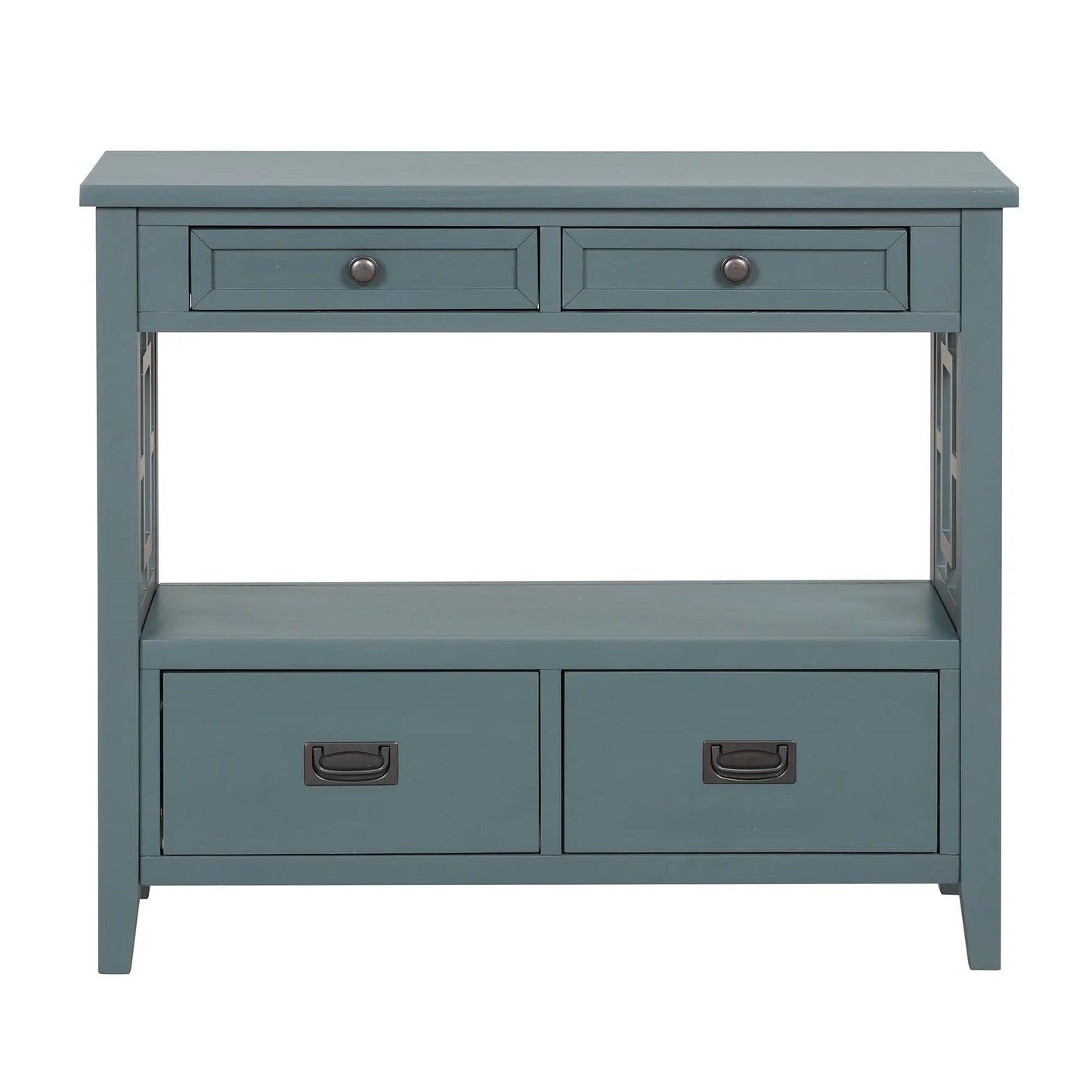 36'' Farmhouse Pine Wood Console Table Entry Sofa Table with 4 Drawers & 1 Storage Shelf for Entryway Living Room Bedroom Hallway Kitchen ( Blue) qbmgp8-fy