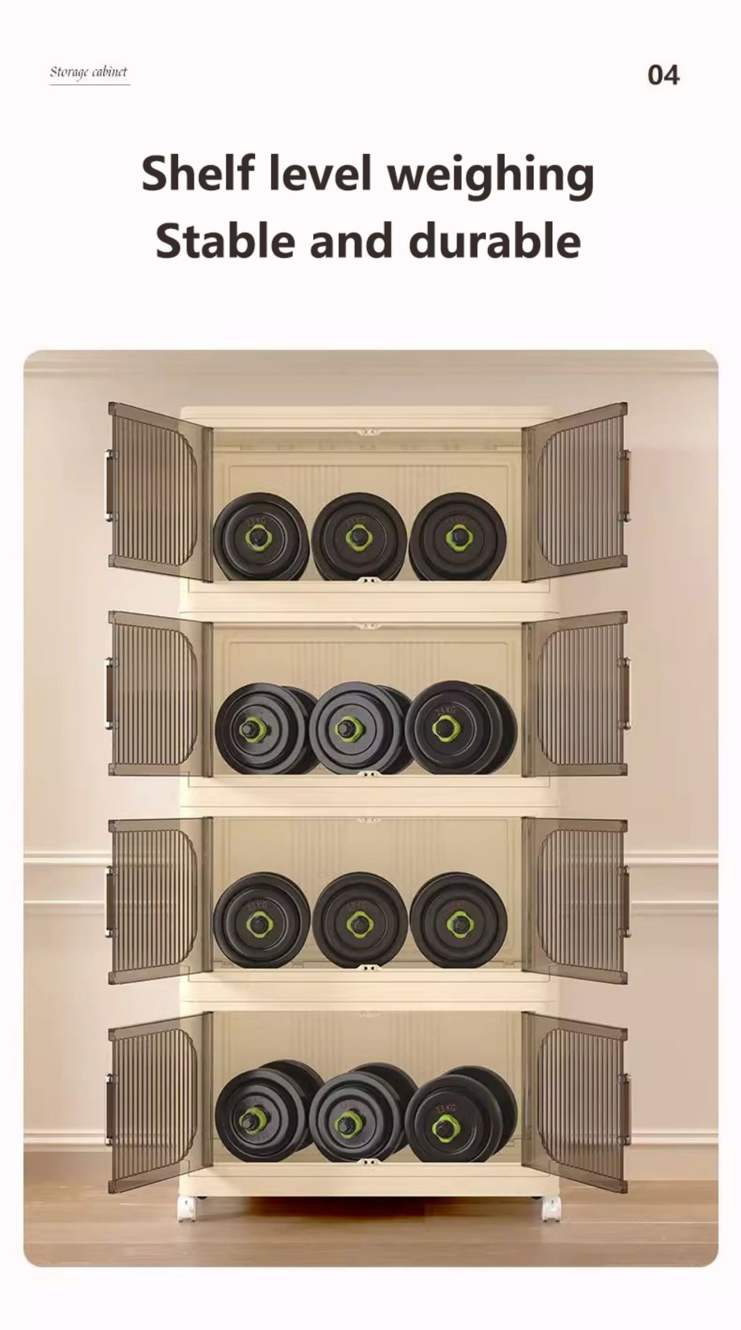 19.69" Side Wide Folding Storage Cabinet ,5 Tiers,19.69"×11.81"×50.00",Collapsible Storage Bins with Magnetic Door, Plastic Storage Cabinet with Wheels, Closet organizers and Storage Containers
