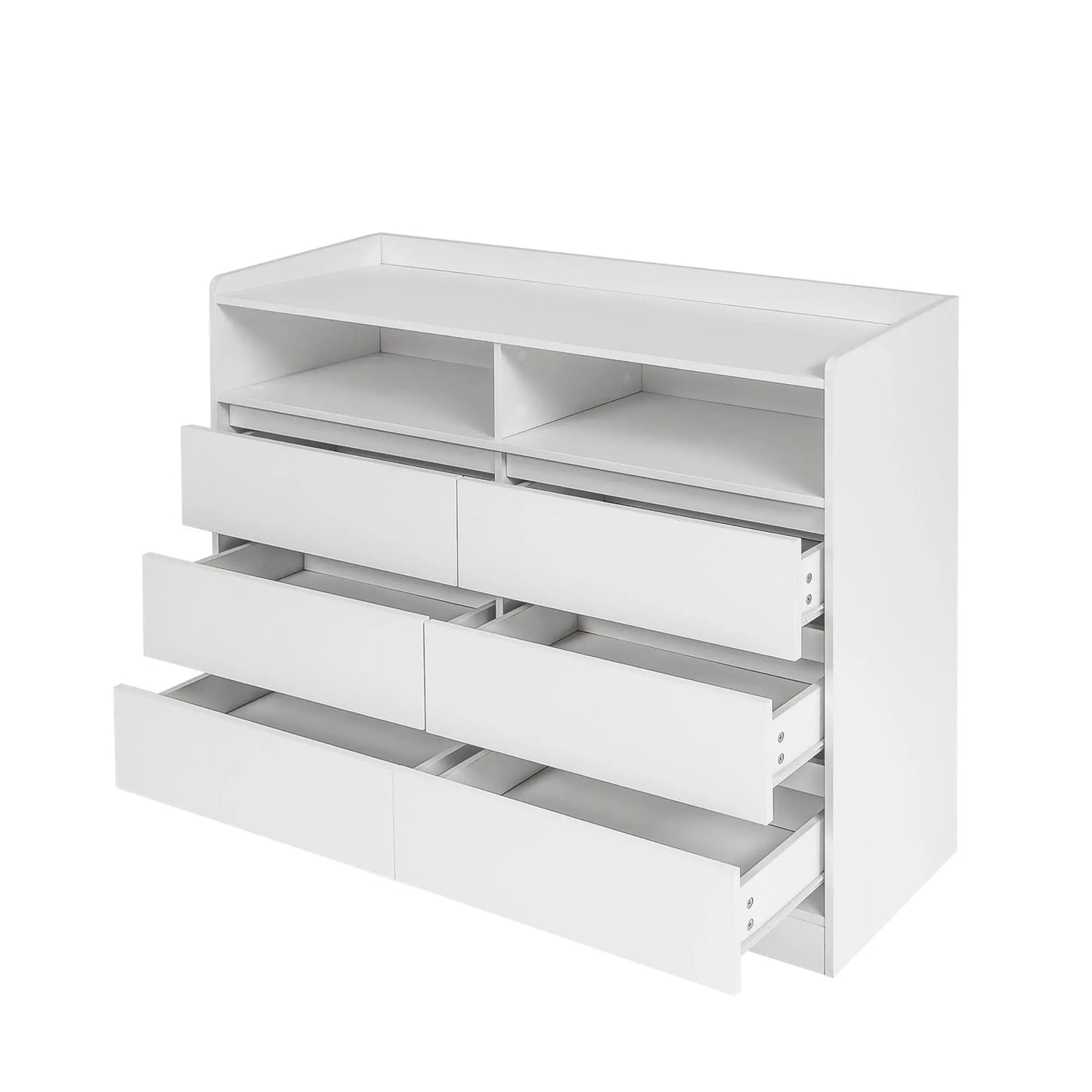 6 Drawer Dresser, White Dresser for Bedroom with LED Lights, Modern Dressers & Chests of Drawers with Sturdy Frame for Living Room, Entryway, Hallway qbmgp8-fy