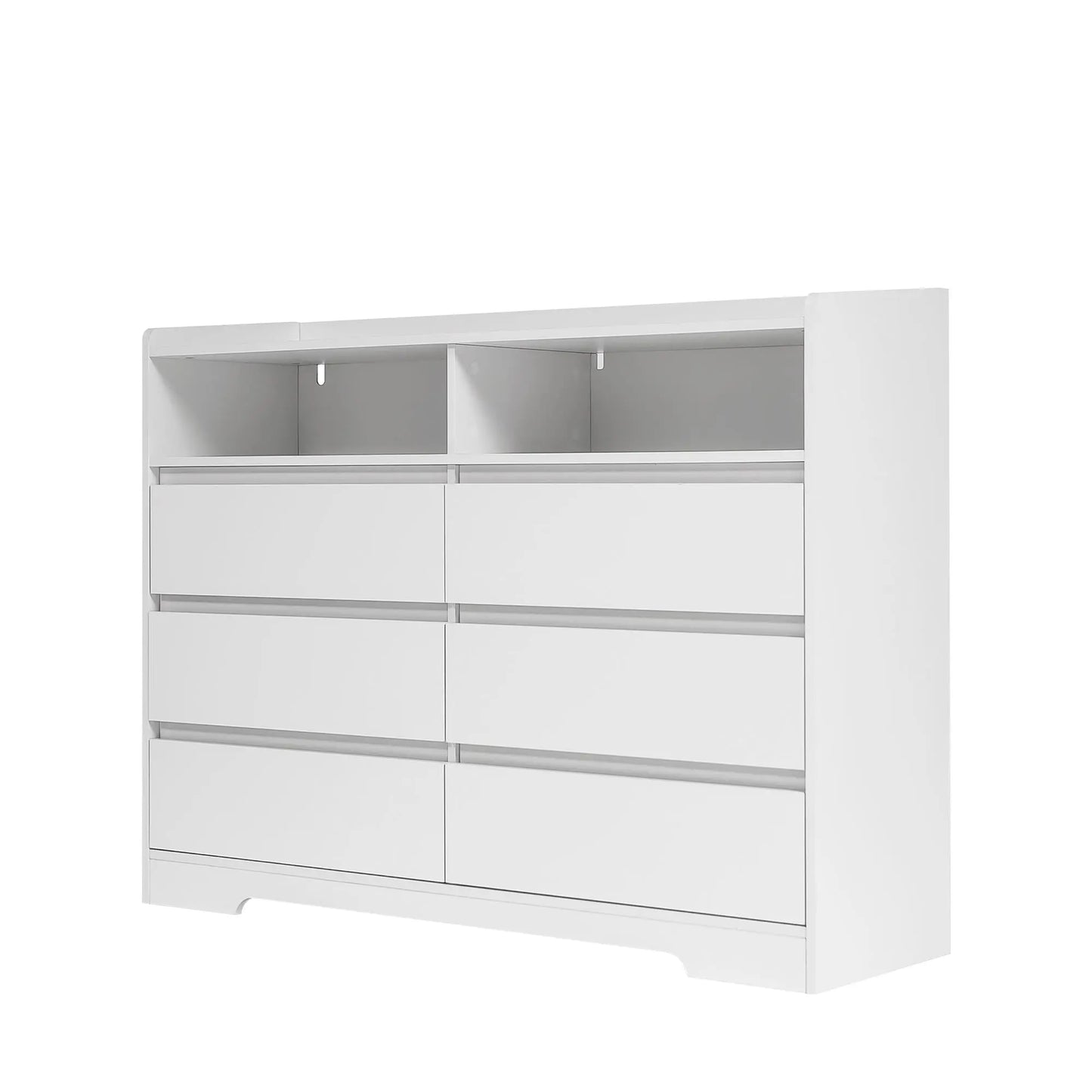 6 Drawer Dresser, White Dresser for Bedroom with LED Lights, Modern Dressers & Chests of Drawers with Sturdy Frame for Living Room, Entryway, Hallway qbmgp8-fy