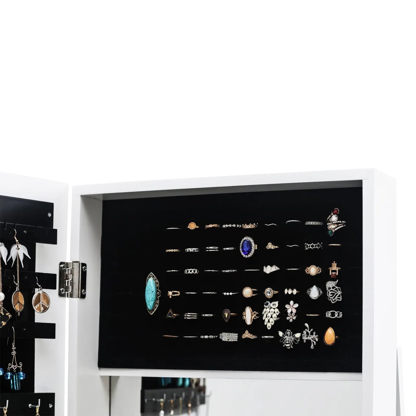 360 Degree Rotation Full-Body Mirror Cabinet PVC Film Moisture-Proof Dressing Mirror Cabinet Super Storage Jewelry Storage Mirror Cabinet White qbmgp8-fy