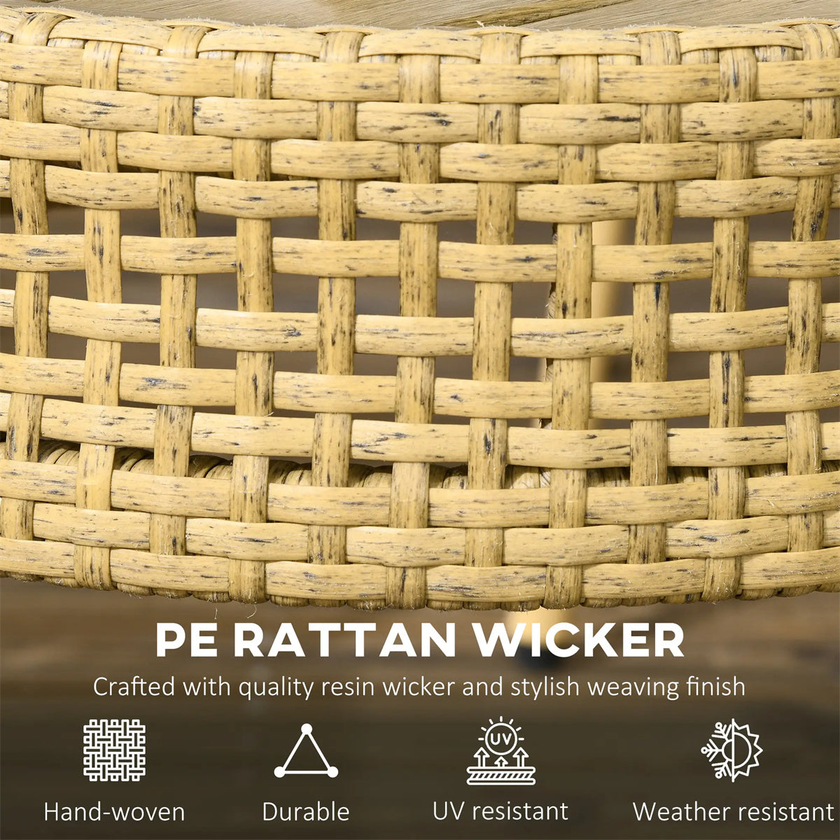 Brown PE Wicker Patio End Table Set