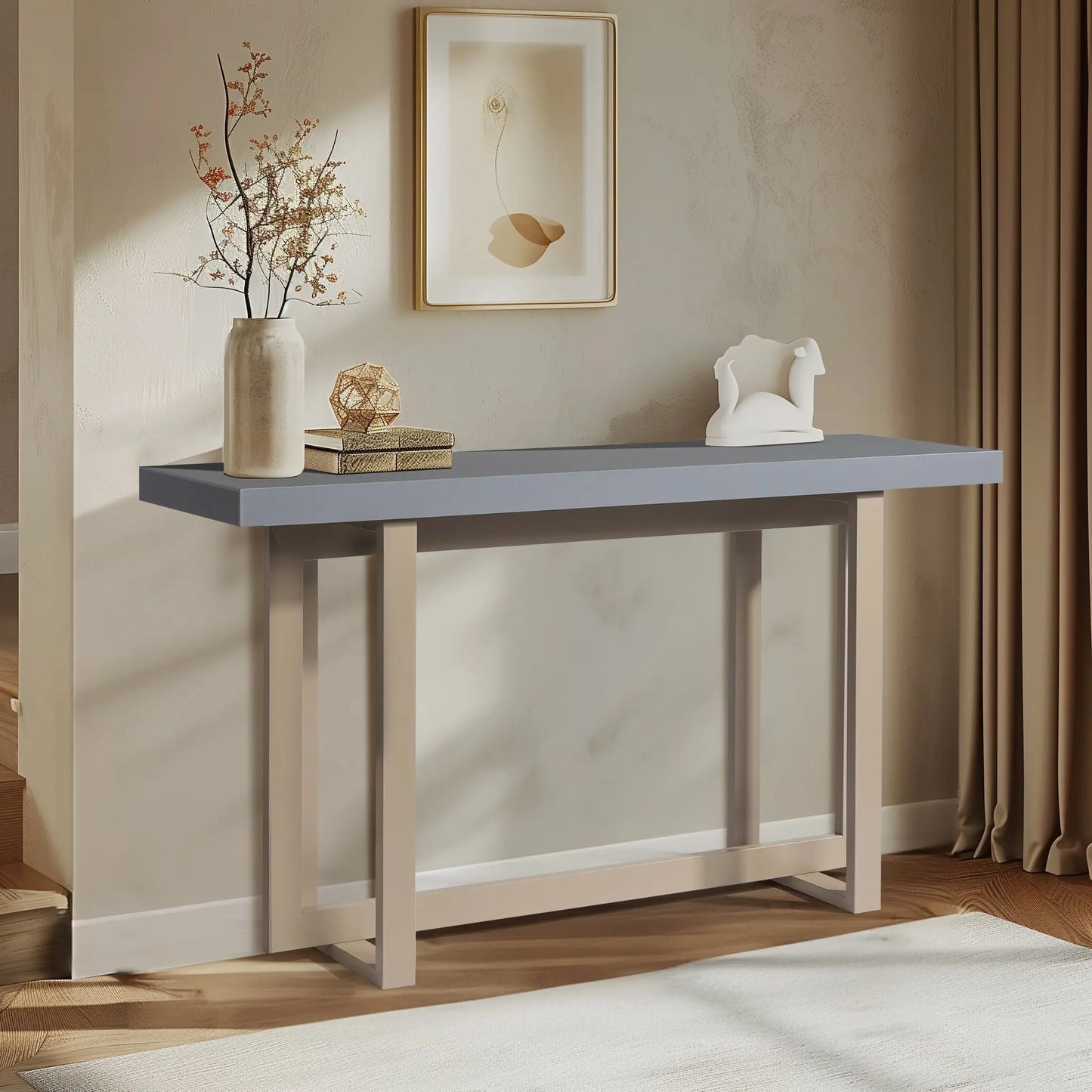 Modern Wood Entryway Console Table Sofa Table, Long Entryway Table for Hallway Living Room Foyer Corridor Bedroom, Grey qbmgp8-fy