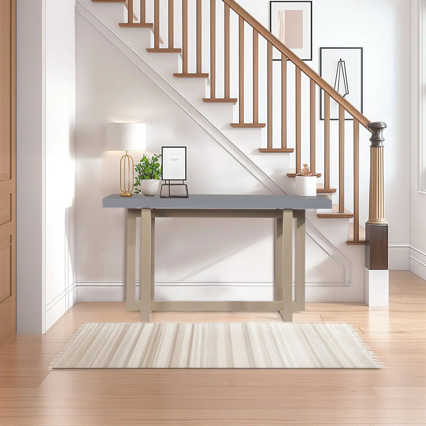 Modern Wood Entryway Console Table Sofa Table, Long Entryway Table for Hallway Living Room Foyer Corridor Bedroom, Grey qbmgp8-fy