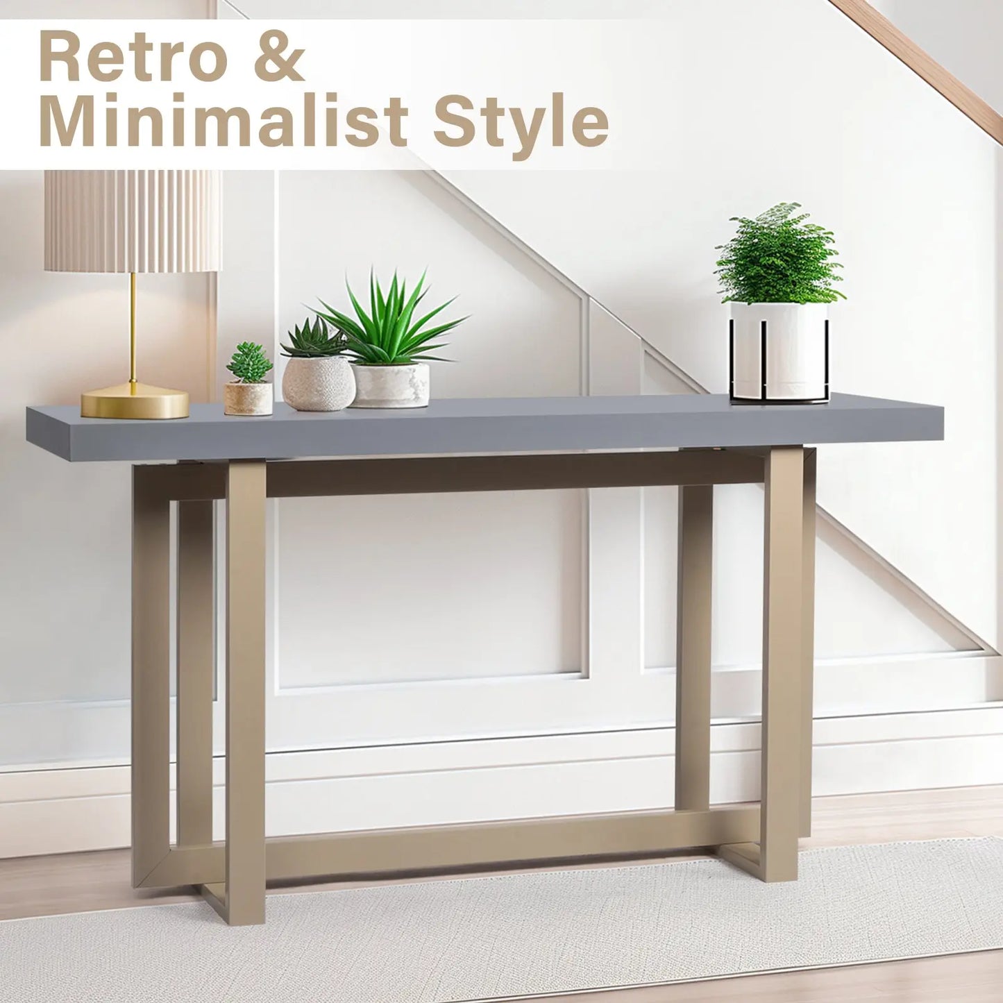 Modern Wood Entryway Console Table Sofa Table, Long Entryway Table for Hallway Living Room Foyer Corridor Bedroom, Grey qbmgp8-fy