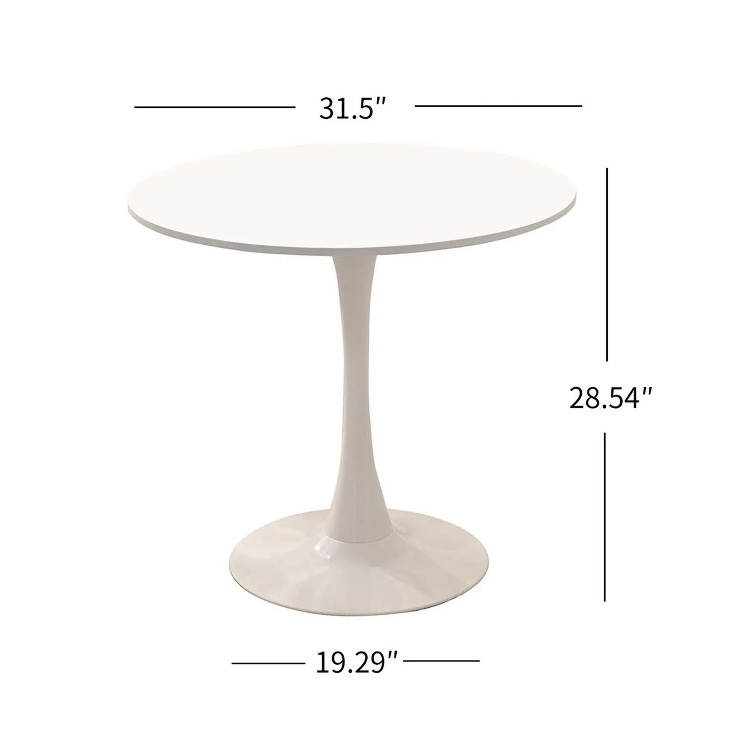 31.5" Round Dining Table, Mid-Century White Tulip Table, Metal Base Pedestal Table for 2-4 Person,Easy Assembled Leisure Coffee Table qbmgp8-fy