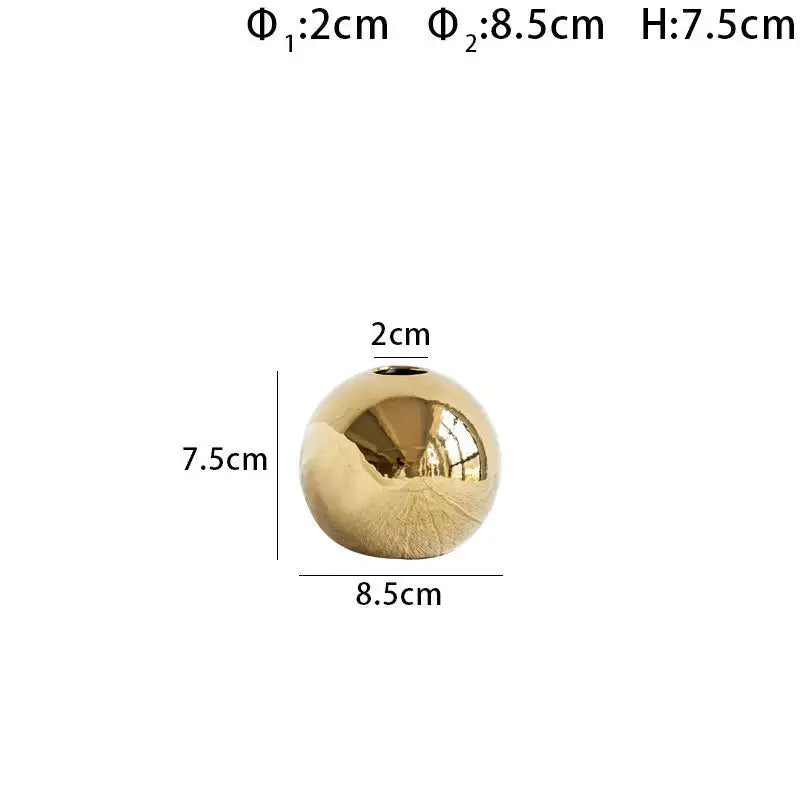 Plating Golden Ball Ceramic Vase Home Decoration Ornaments Crafts Flower Pot Art Hydroponic Vases Home Decoration Ornament Gift LAVIVA