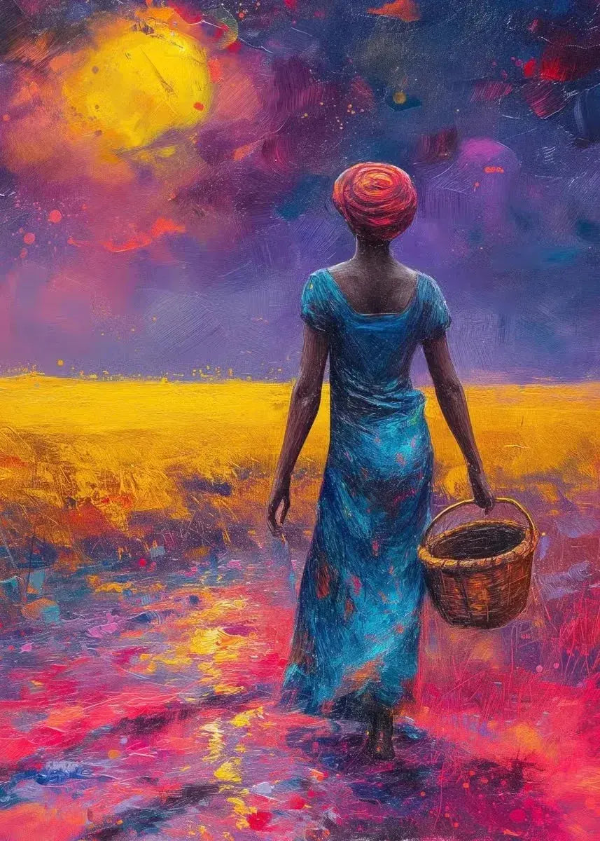 African Women with Sun Canvas Painting Wall Art Poster Prints Elegant Female Picture for Living Room Bedroom Cafe Decoration LAVIVA