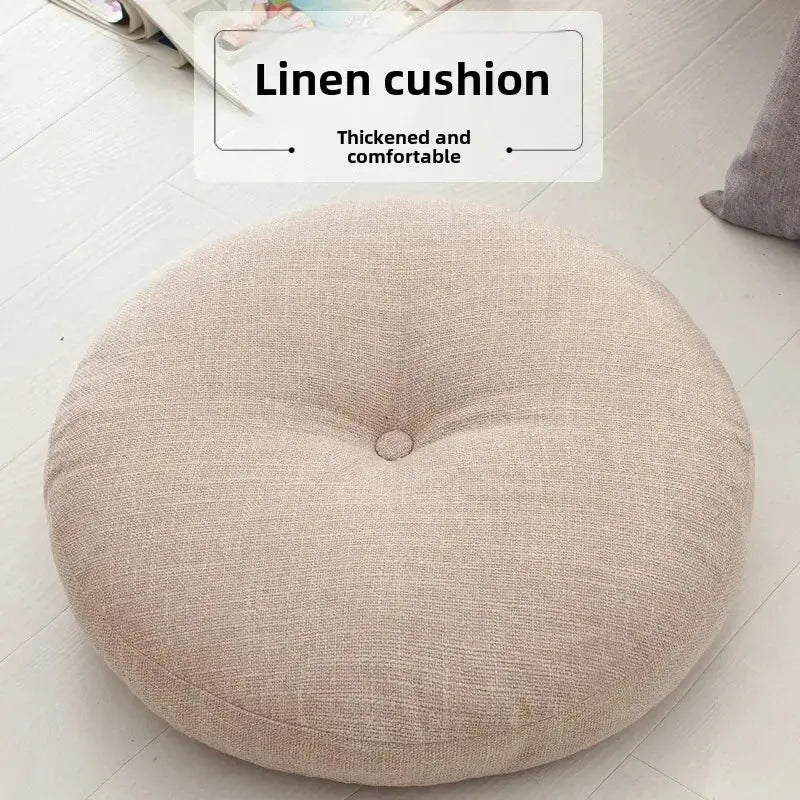 40cm Linen Seat Cushion Soft Cotton Filling Thicken Sofa Balcony Back Pillow Hip Protective Circular Home Office Chair Car Seat LAVIVA