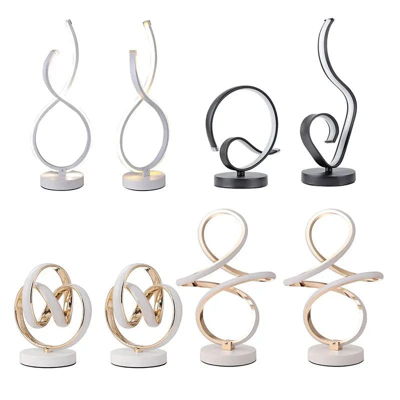 Modern Spiral LED Table Lamp Metal Bedroom Bedside Desk Lights Home Living Study Room Eye Protection Reading Night Lighting LAVIVA