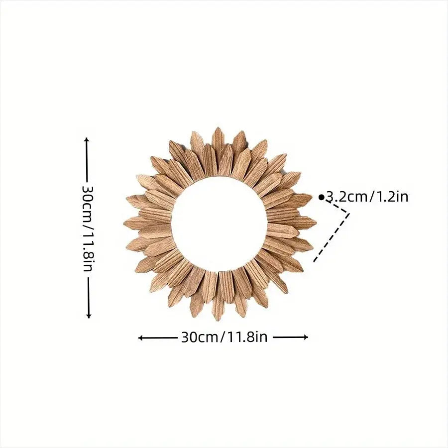 12inch Rustic Wooden Farmhouse Decorative Mirror Wall Mounted Vanity Mirror LAVIVA