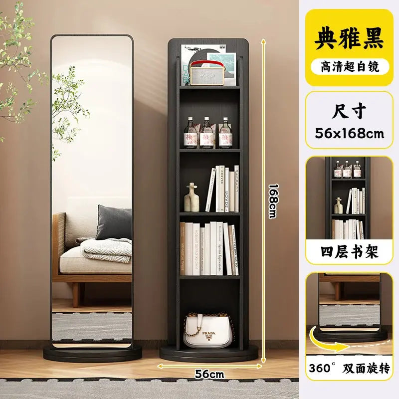 Rotating full-length mirror Full-body floor mirror Household magazine bookshelf Rotating storage integrated fitting mirror Verti LAVIVA