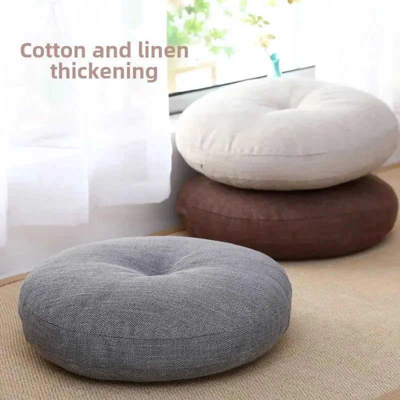 40cm Linen Seat Cushion Soft Cotton Filling Thicken Sofa Balcony Back Pillow Hip Protective Circular Home Office Chair Car Seat LAVIVA