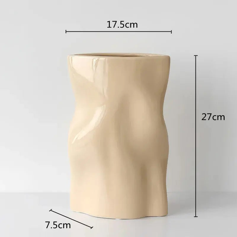 Ceramic Vase Pleated Irregular Fold Pattern Flower Arrangement Hydroponics Home Decoration Accessories Vases Pots LAVIVA