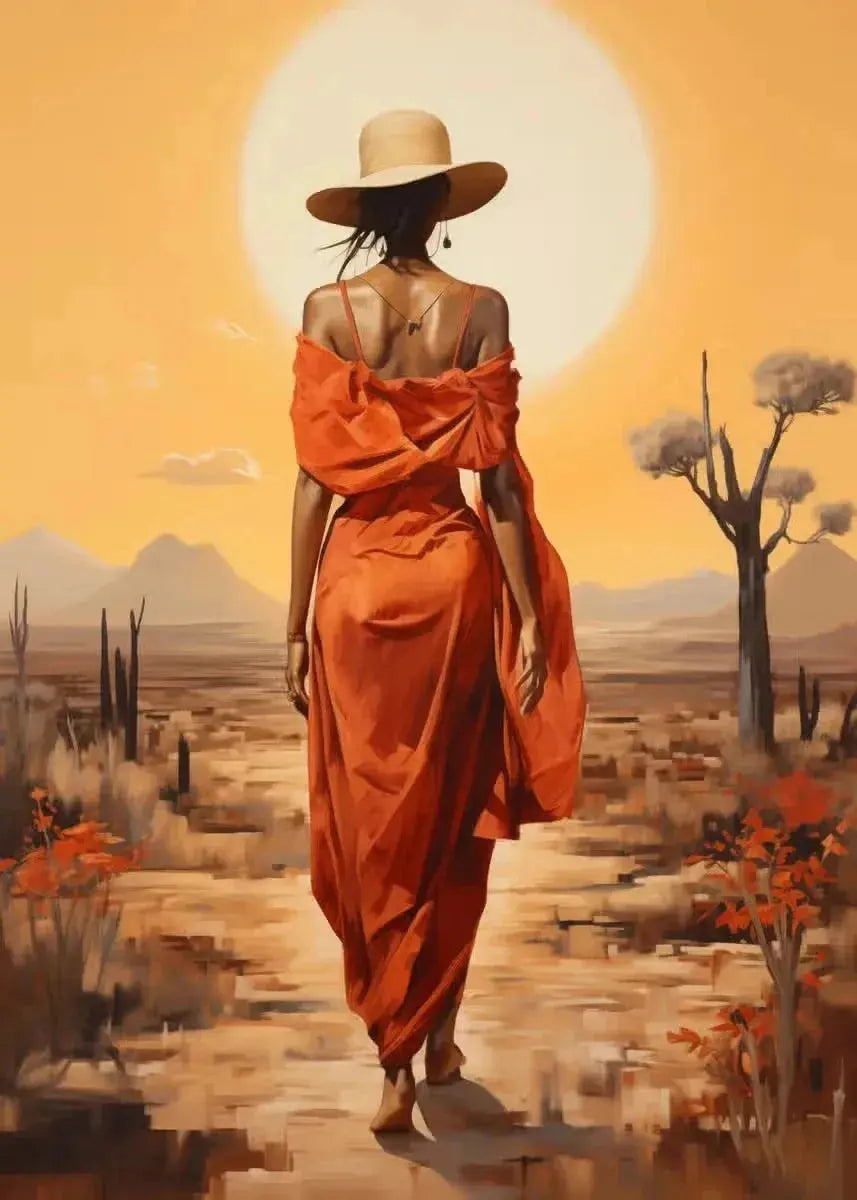 African Women with Sun Canvas Painting Wall Art Poster Prints Elegant Female Picture for Living Room Bedroom Cafe Decoration LAVIVA