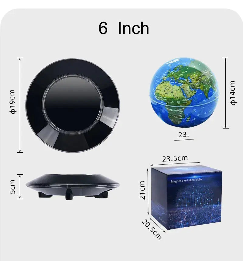 Magnetic Levitation 6-Inch 8-Inch Globe, Self Rotating Luminous Office Decoration, Living Room Desktop Decoration, Creative Gift LAVIVA