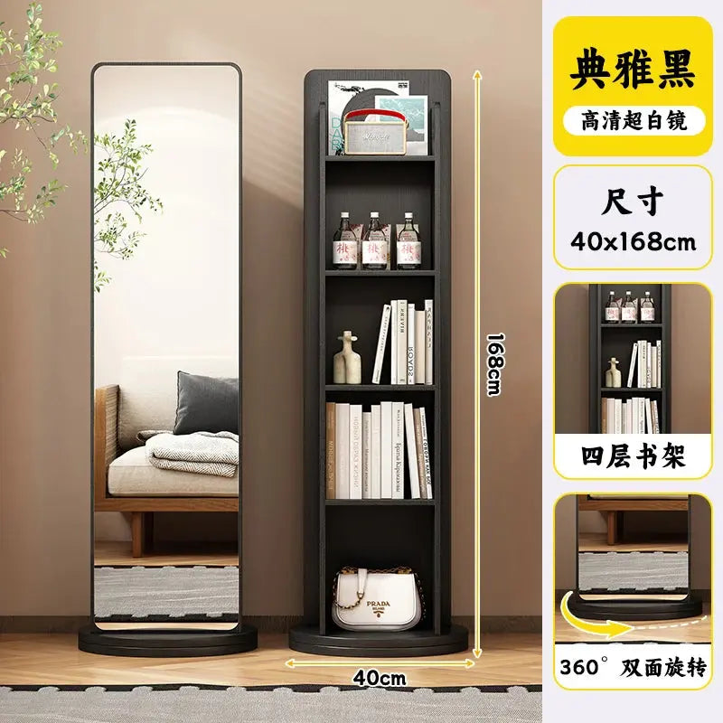 Rotating full-length mirror Full-body floor mirror Household magazine bookshelf Rotating storage integrated fitting mirror Verti LAVIVA