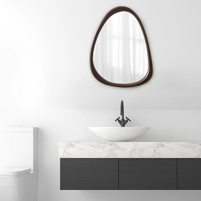 Irregular Wall Mirror, 15 * 10 inch Asymmetrical Wood Mirrors, Small Wall Mirror, Hanging Vertically and Horizontally. Mirrors