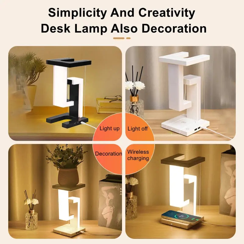 Novelty floating lamp with 10 W detachable wireless charger decorative light for bedroom/office LAVIVA