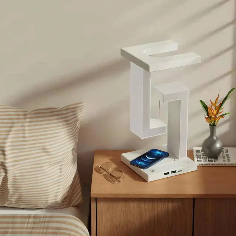 Novelty floating lamp with 10 W detachable wireless charger decorative light for bedroom/office LAVIVA