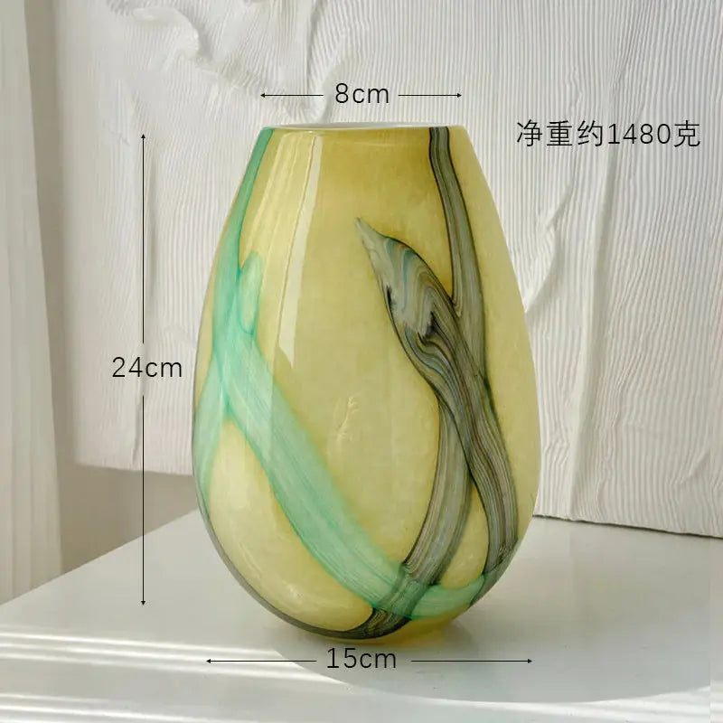 Colorful Striped Glass Vase Desktop Flower Arrangement Ornament Artistic Flowers Vessels Hydroponic Vase Dried Flower Vases LAVIVA