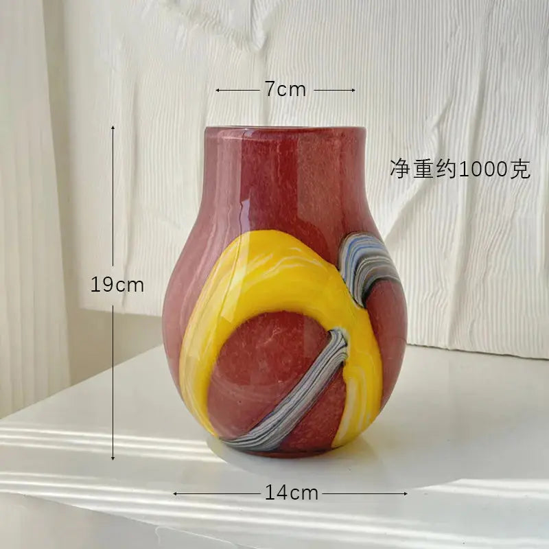 Colorful Striped Glass Vase Desktop Flower Arrangement Ornament Artistic Flowers Vessels Hydroponic Vase Dried Flower Vases LAVIVA