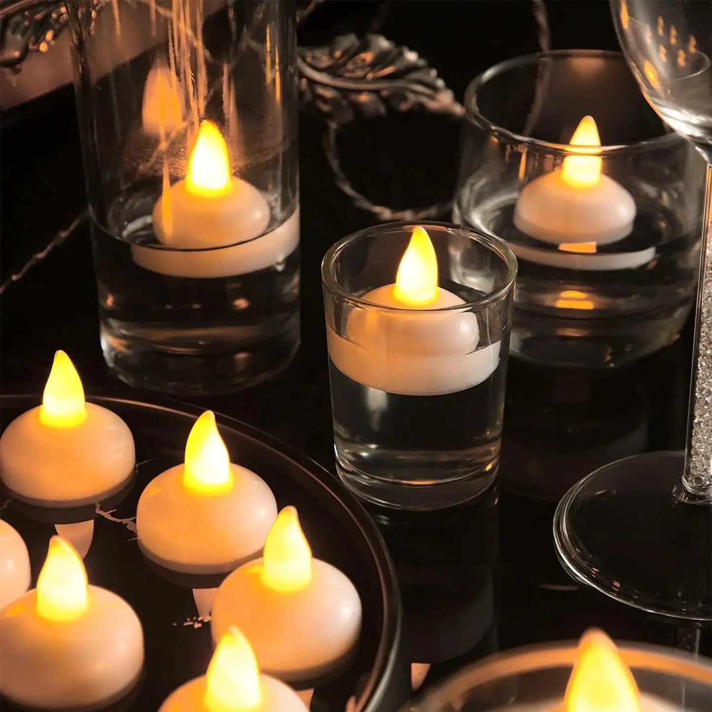 12pcs Floating Candle Lights LED Electronic Candles Battery Powered Float on Water Tealight For Christmas Wedding Party Decor LAVIVA