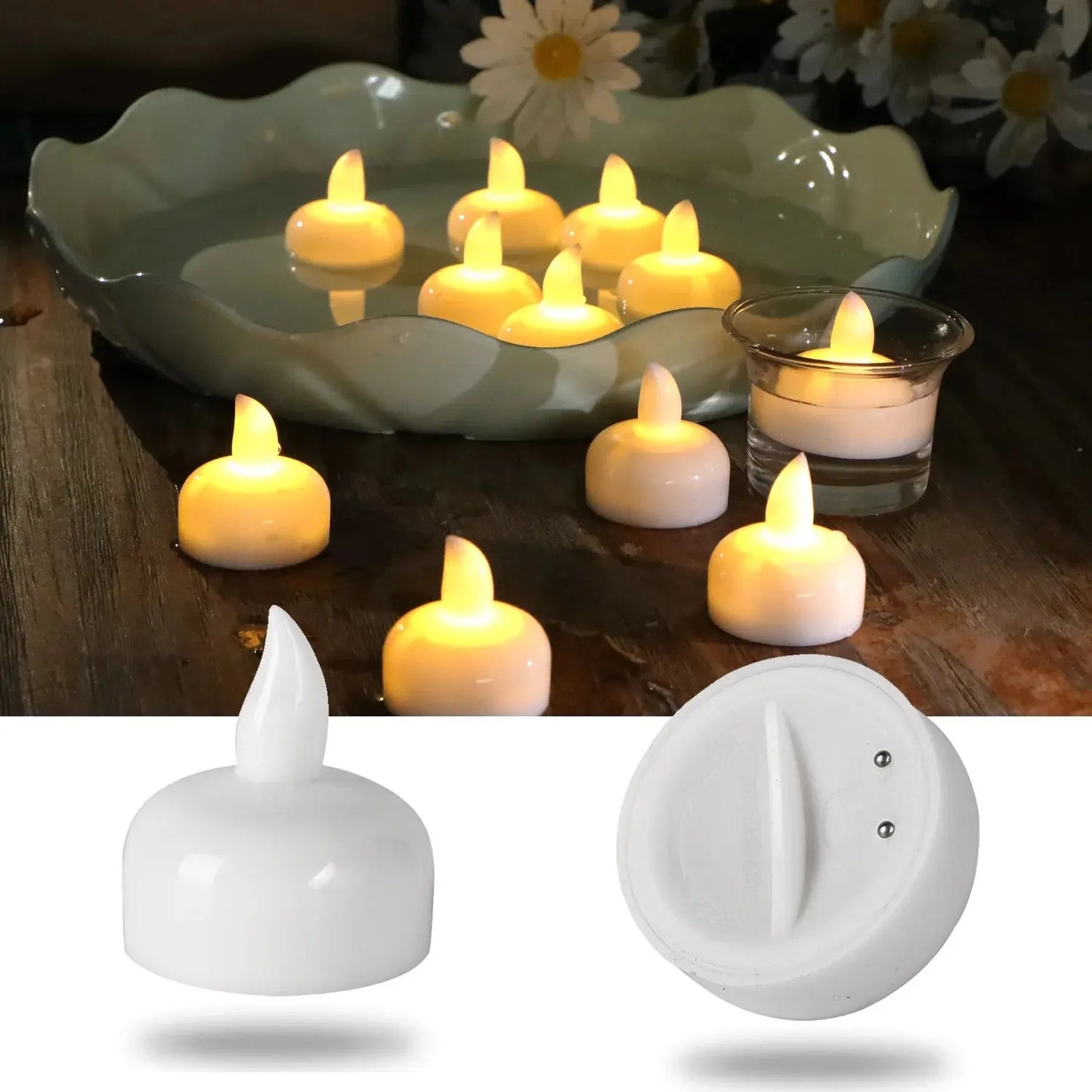 12pcs Floating Candle Lights LED Electronic Candles Battery Powered Float on Water Tealight For Christmas Wedding Party Decor LAVIVA