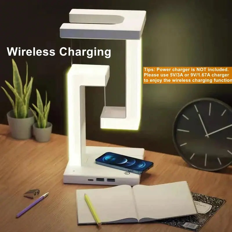 Novelty floating lamp with 10 W detachable wireless charger decorative light for bedroom/office LAVIVA