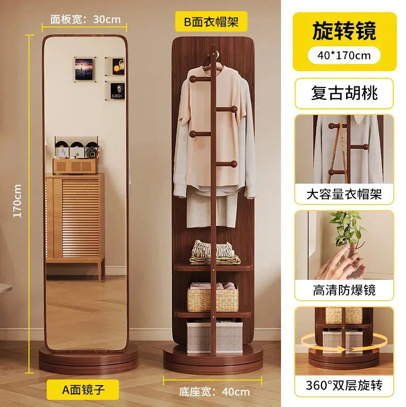 Rotating full-length mirror Full-body floor mirror Household magazine bookshelf Rotating storage integrated fitting mirror Verti LAVIVA