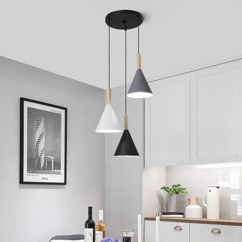 Restaurant Chandelier Nordic Simple Modern Macaron Color LED Iron Lamp Bar Dining Room Table Lamp E27 Bulb LAVIVA