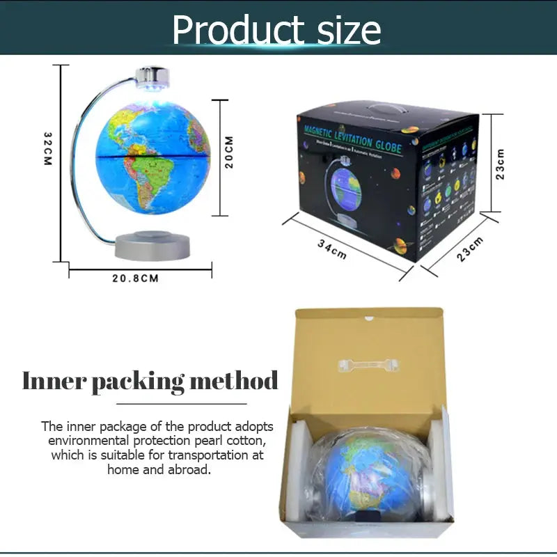 8 Inch Maglev Globe Self Rotating World Maps English Levitating Globus Levitation Magnetic Floating Map Geography Education Deco LAVIVA