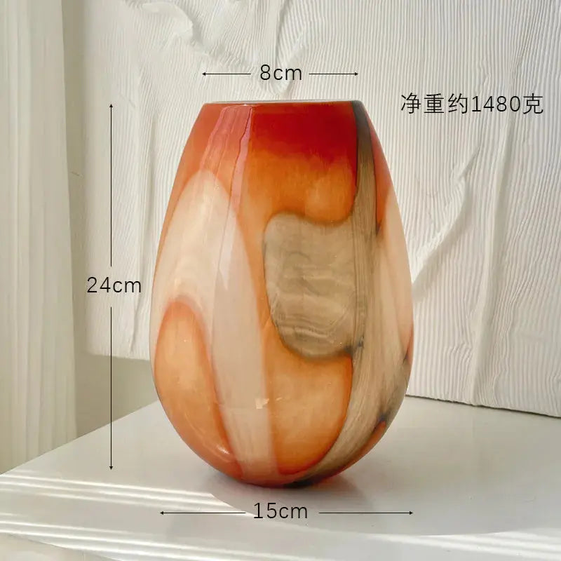 Colorful Striped Glass Vase Desktop Flower Arrangement Ornament Artistic Flowers Vessels Hydroponic Vase Dried Flower Vases LAVIVA