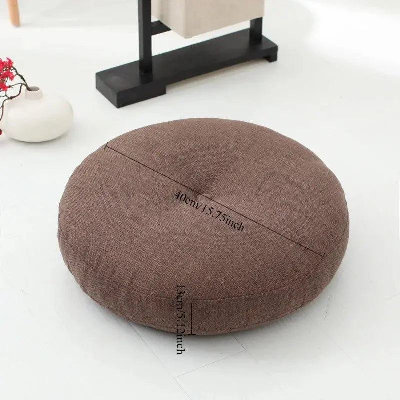 40cm Linen Seat Cushion Soft Cotton Filling Thicken Sofa Balcony Back Pillow Hip Protective Circular Home Office Chair Car Seat LAVIVA