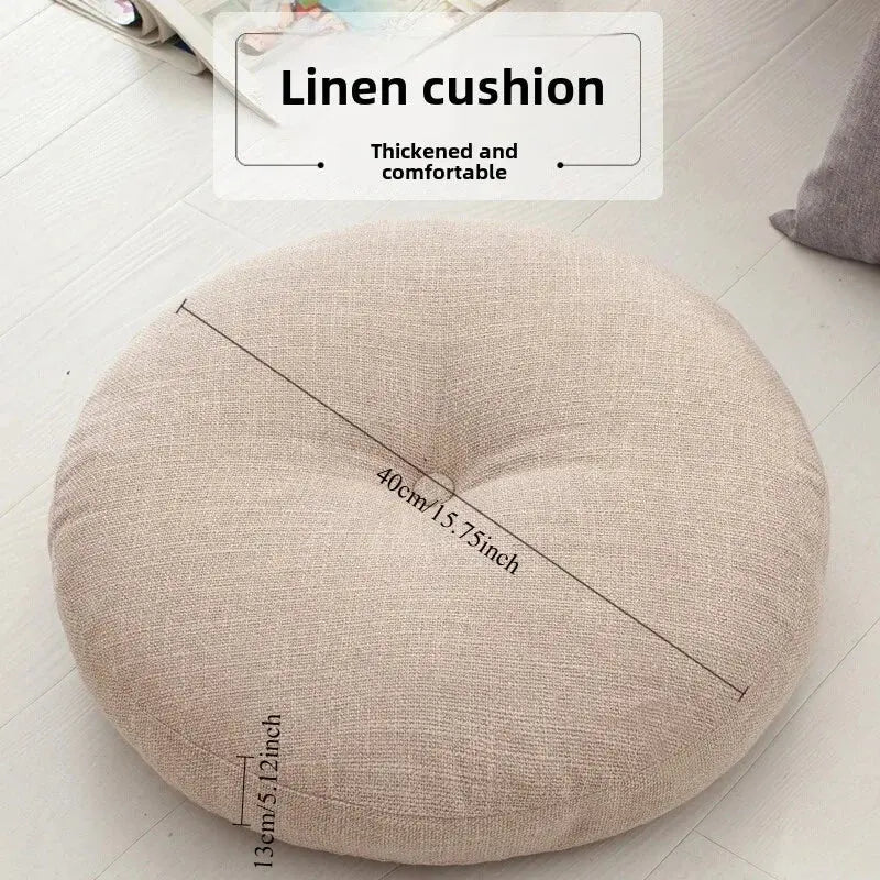 40cm Linen Seat Cushion Soft Cotton Filling Thicken Sofa Balcony Back Pillow Hip Protective Circular Home Office Chair Car Seat LAVIVA